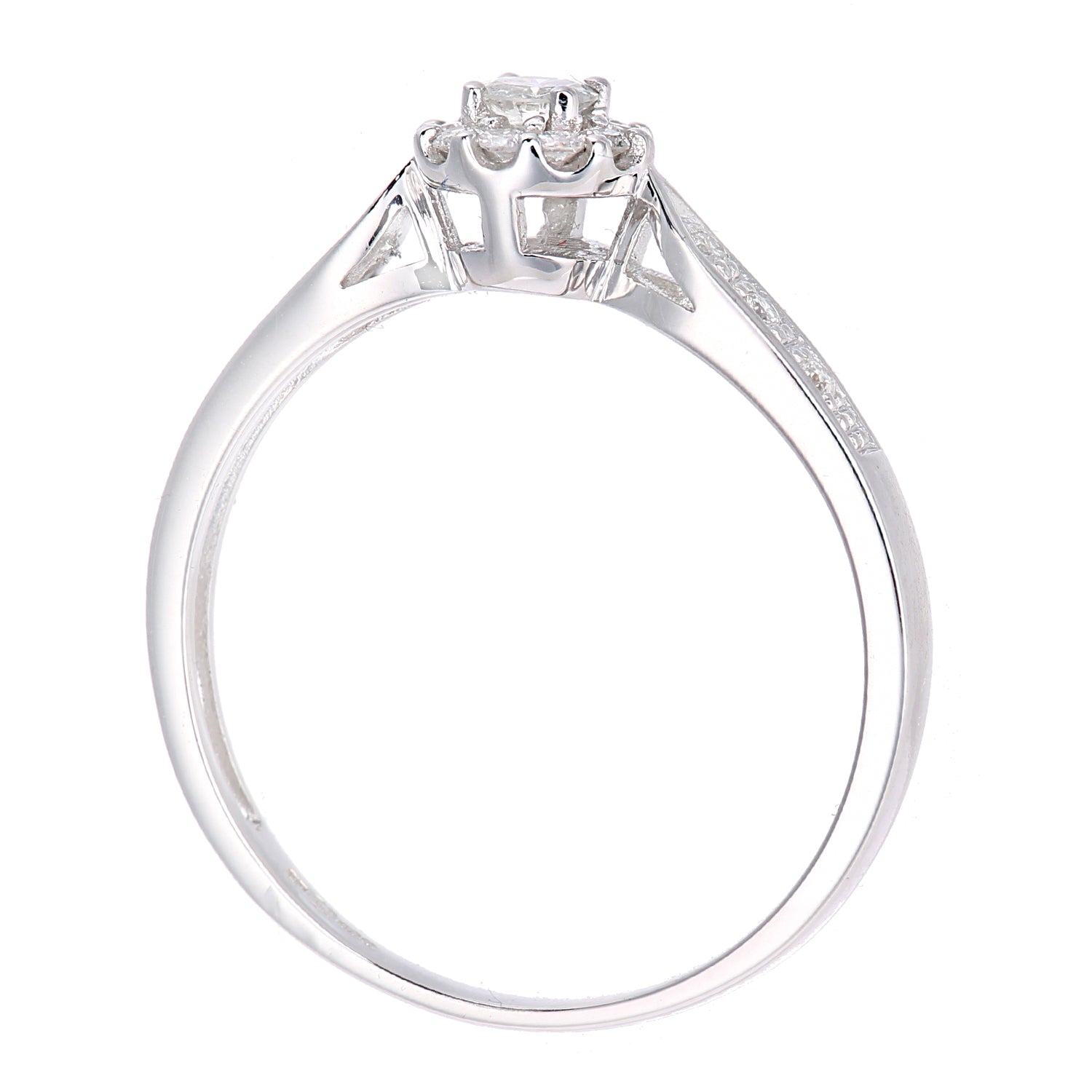 9ct White Gold  Round 1/4ct Diamond Halo Engagement Ring - PR1AXL2268W