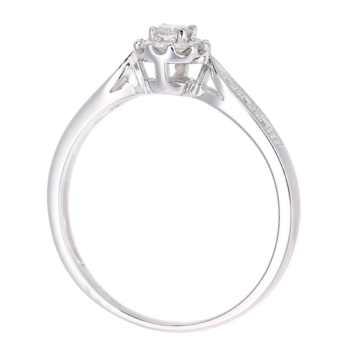 9ct White Gold  Round 1/4ct Diamond Halo Engagement Ring - PR1AXL2268W