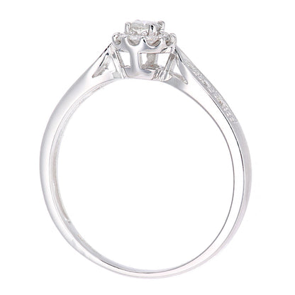 9ct White Gold  Round 1/4ct Diamond Halo Engagement Ring - PR1AXL2268W