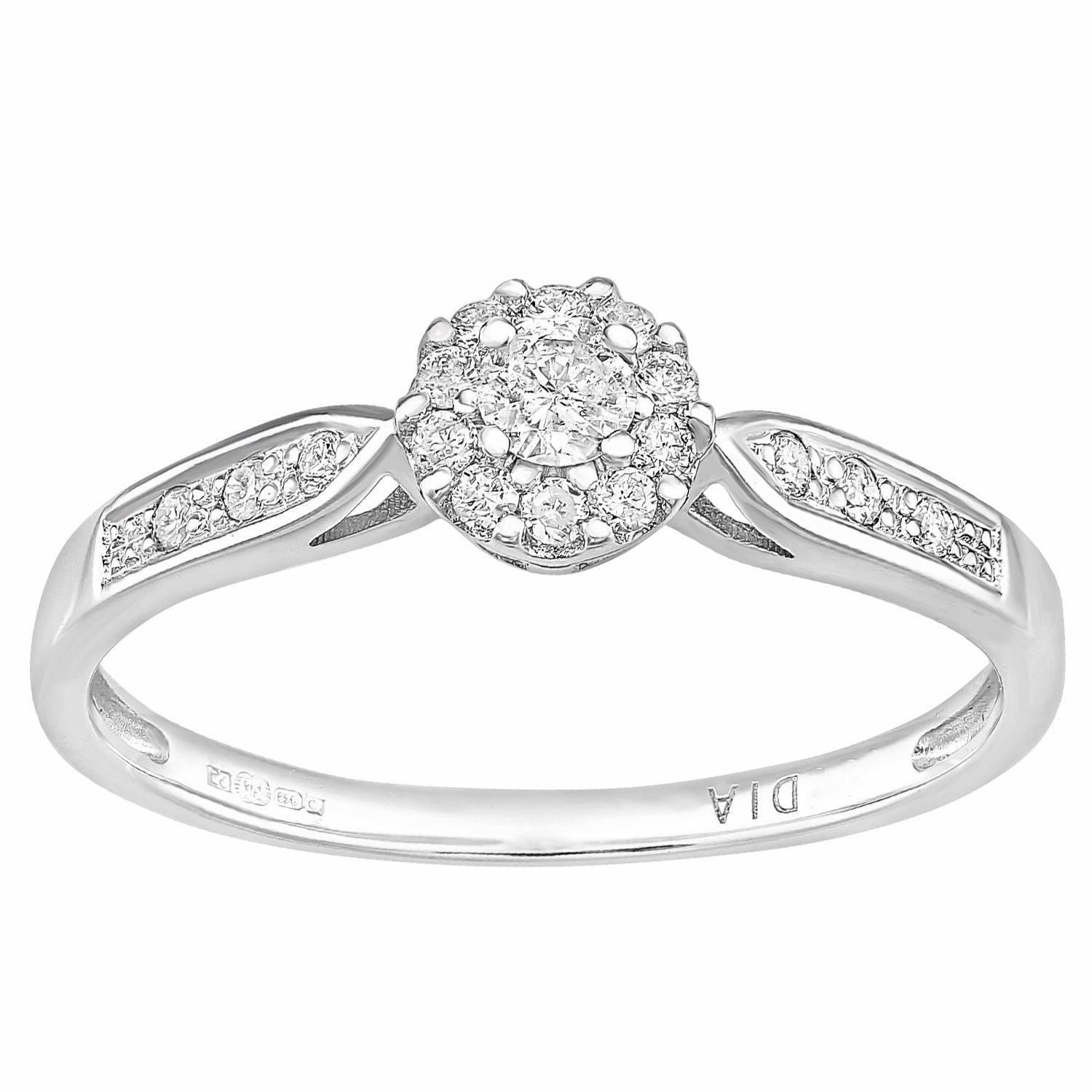 9ct White Gold  Round 1/4ct Diamond Halo Engagement Ring - PR1AXL2268W