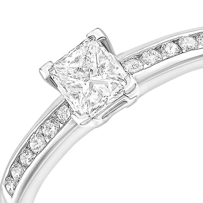9ct White Gold  Princess 1/3ct Diamond L-Shape Solitaire Ring - PR1AXL2275W