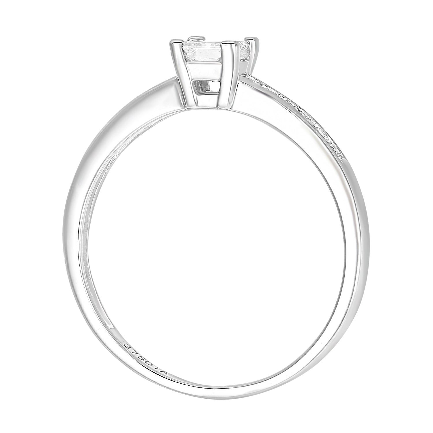 9ct White Gold  Princess 1/3ct Diamond L-Shape Solitaire Ring - PR1AXL2275W