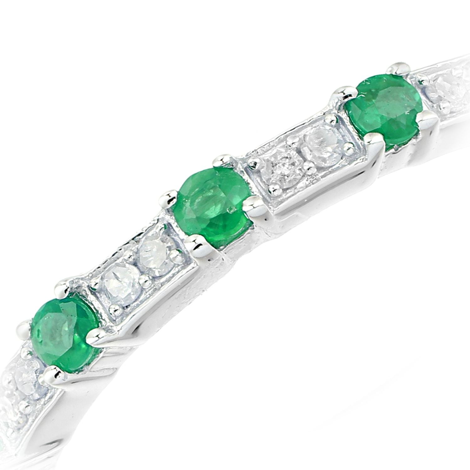 9ct White Gold  Diamond Emerald Spacers 5 Stone Eternity Ring - PR1AXL2276WEM