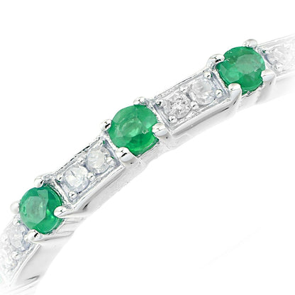 9ct White Gold  Diamond Emerald Spacers 5 Stone Eternity Ring - PR1AXL2276WEM