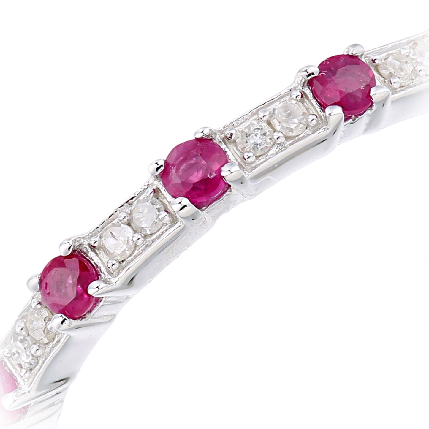 9ct White Gold  Diamond Ruby Spacers 5 Stone Eternity Ring - PR1AXL2276WRU
