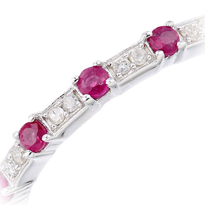 9ct White Gold  Diamond Ruby Spacers 5 Stone Eternity Ring - PR1AXL2276WRU