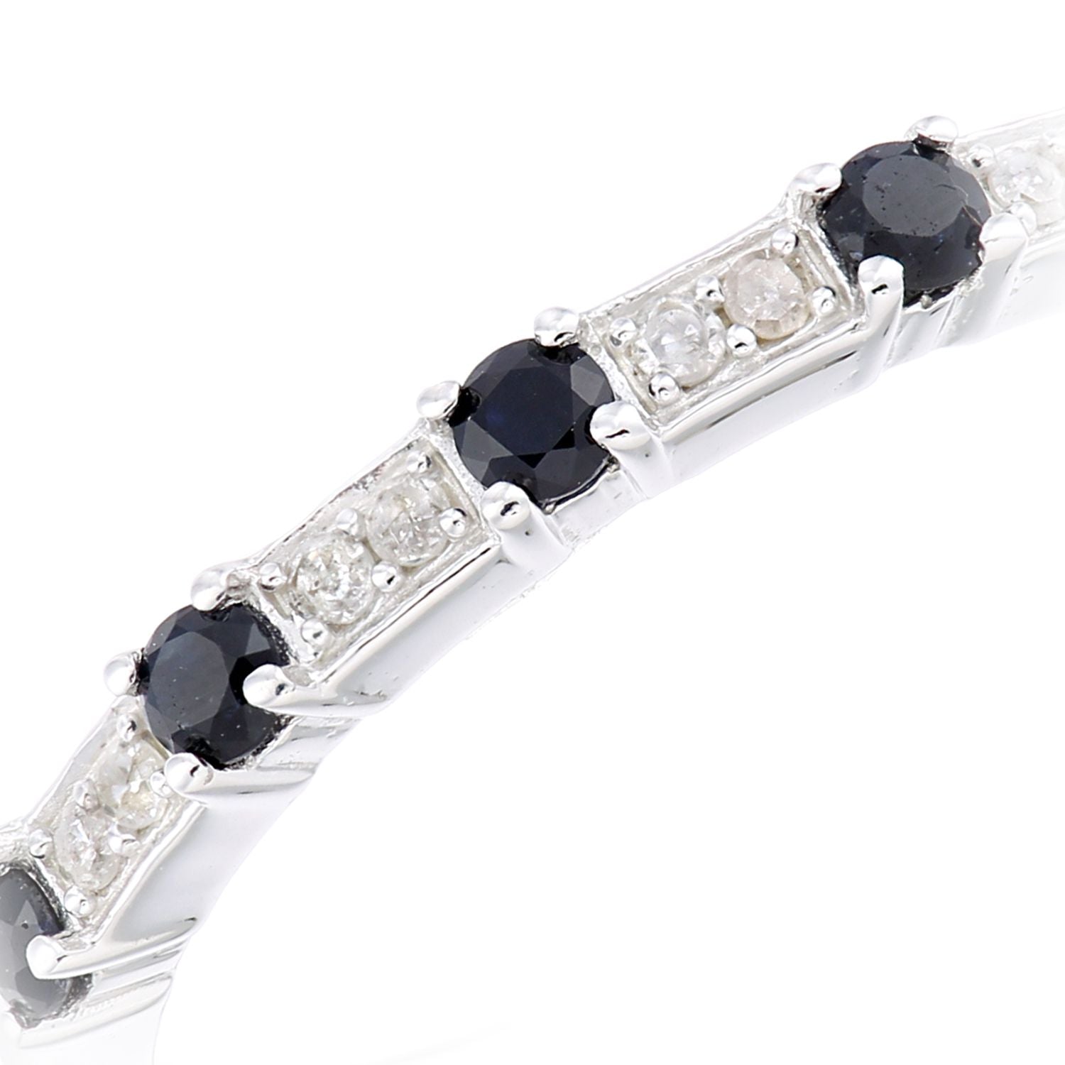 9ct White Gold  Diamond Sapphire Spacers 5 Stone Eternity Ring - PR1AXL2276WSA