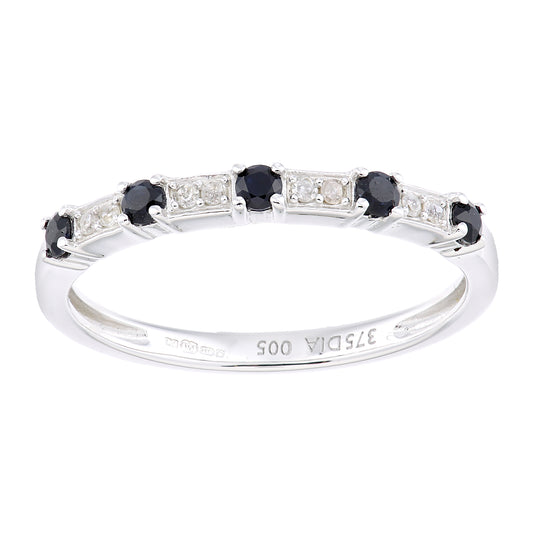 9ct White Gold  Diamond Sapphire Spacers 5 Stone Eternity Ring - PR1AXL2276WSA
