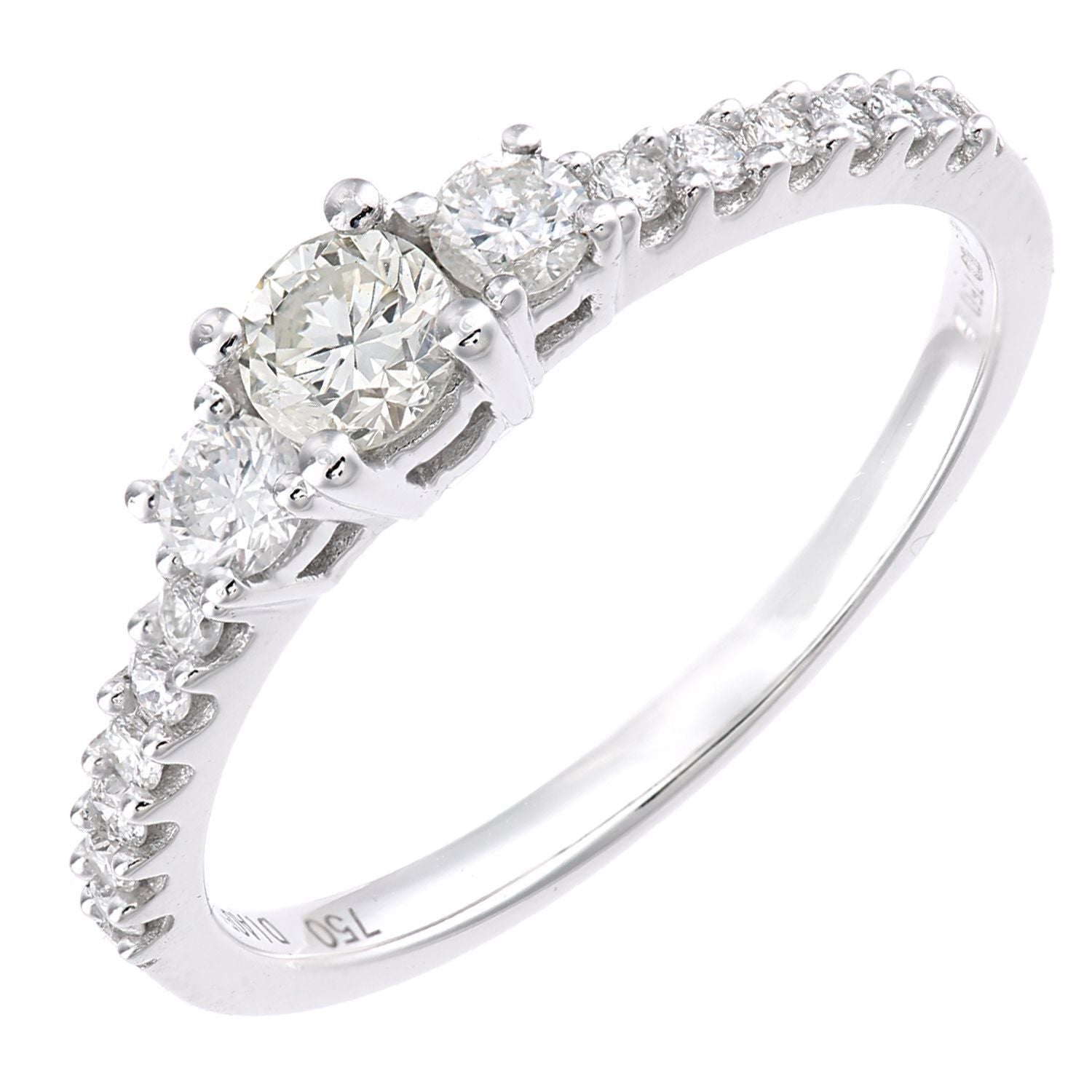 18ct White Gold  0.35ct Diamond Raised Graduated Trilogy Ring - PR1AXL2320W18