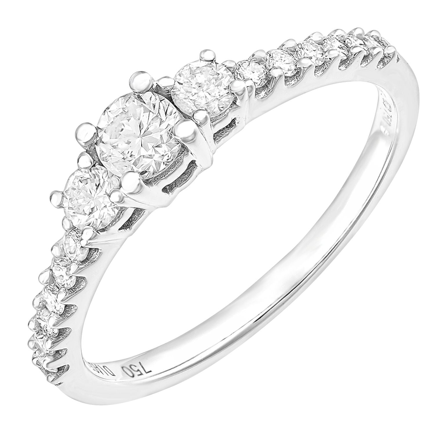 18ct White Gold  0.35ct Diamond Raised Graduated Trilogy Ring - PR1AXL2320W18