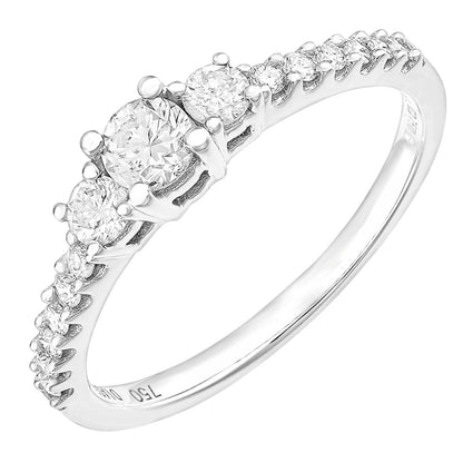18ct White Gold  0.35ct Diamond Raised Graduated Trilogy Ring - PR1AXL2320W18