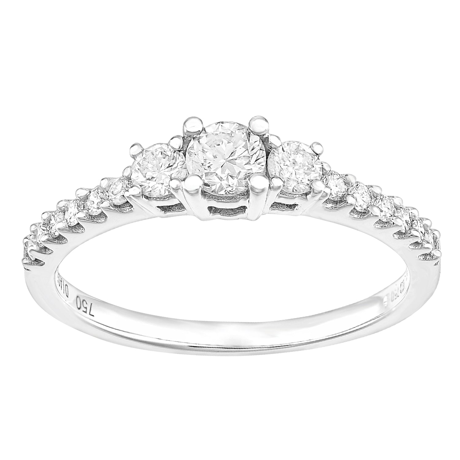 18ct White Gold  0.35ct Diamond Raised Graduated Trilogy Ring - PR1AXL2320W18