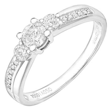 18ct White Gold  0.44ct Diamond 6pts Graduated Trilogy Ring - PR1AXL2321W18