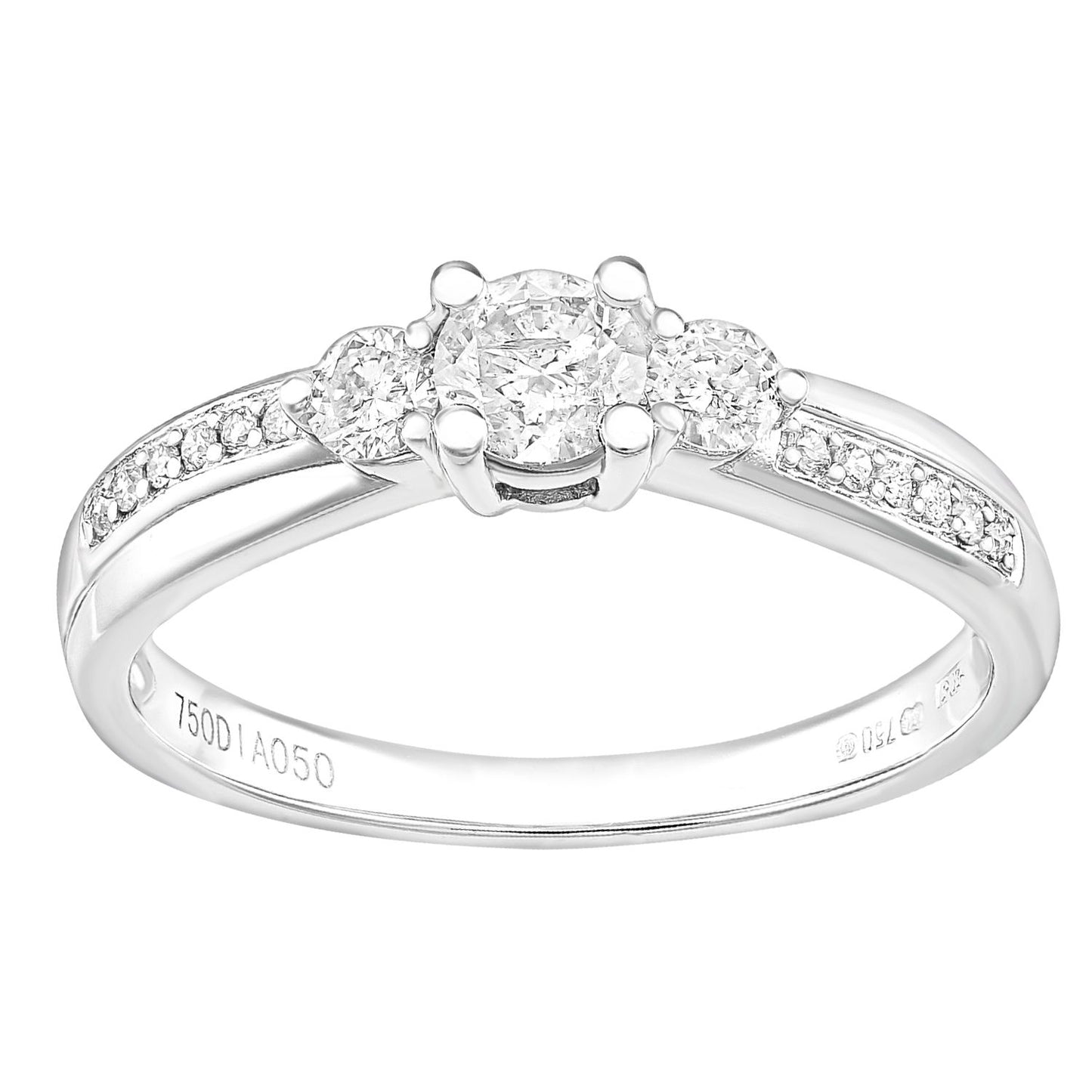 18ct White Gold  0.44ct Diamond 6pts Graduated Trilogy Ring - PR1AXL2321W18