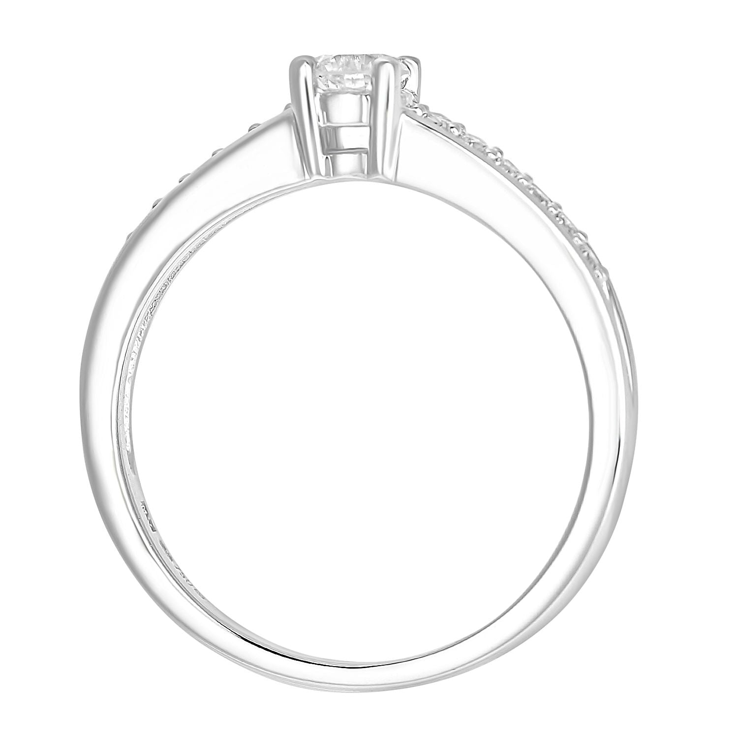 18ct White Gold  21pts Diamond 12pts Pave Shoulder Solitaire Ring - PR1AXL2322W18