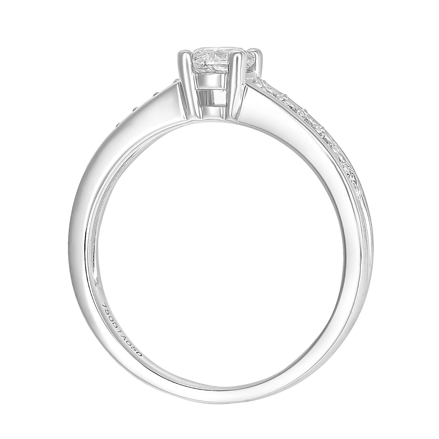 18ct White Gold  0.35ct Diamond 15pts Pave Shoulder Solitaire Ring - PR1AXL2323W18