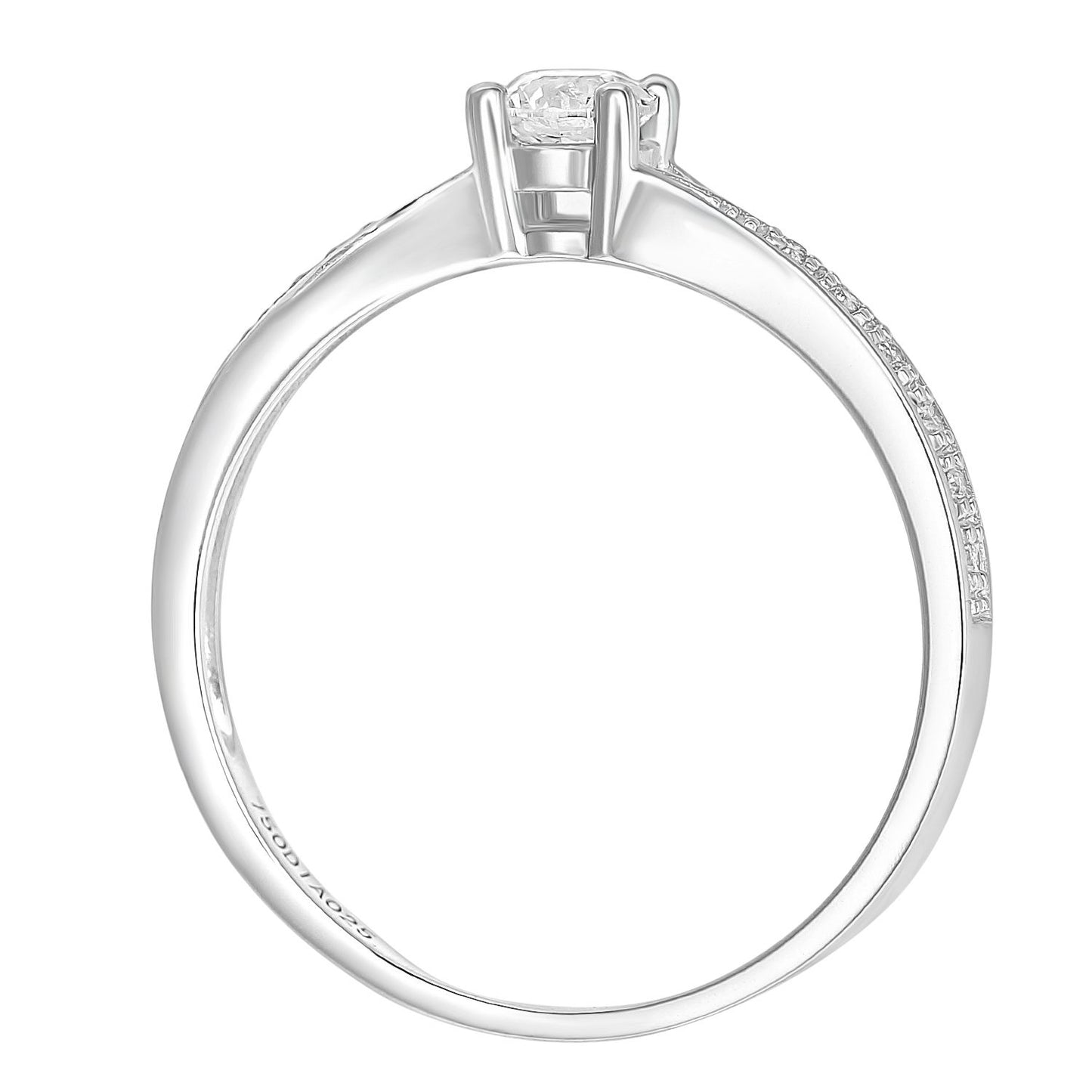 18ct White Gold  21pts Diamond 4pts Crossover Pave Solitaire Ring - PR1AXL2324W18