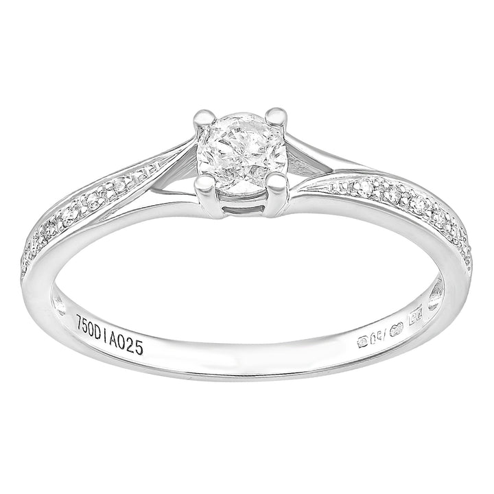 18ct White Gold  21pts Diamond 4pts Crossover Pave Solitaire Ring - PR1AXL2324W18