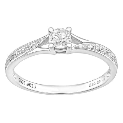 18ct White Gold  21pts Diamond 4pts Crossover Pave Solitaire Ring - PR1AXL2324W18