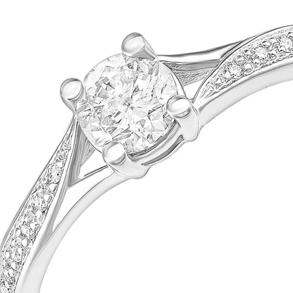 18ct White Gold  0.45ct Diamond 5pts Crossover Pave Solitaire Ring - PR1AXL2325W18