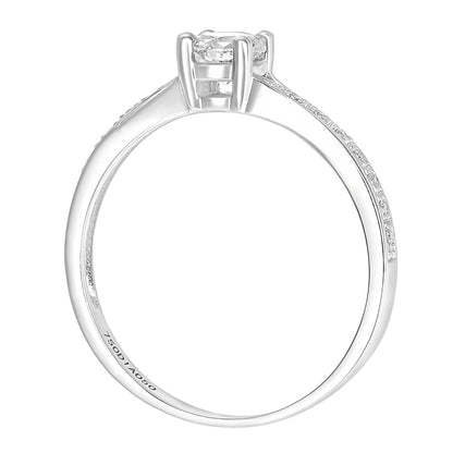 18ct White Gold  0.45ct Diamond 5pts Crossover Pave Solitaire Ring - PR1AXL2325W18