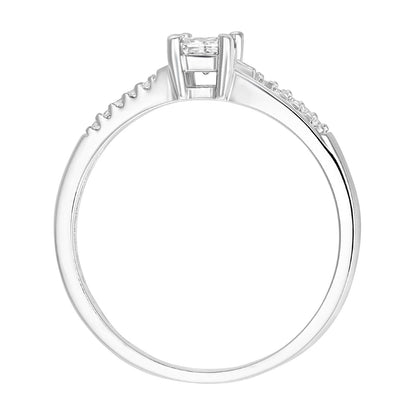 18ct White Gold  Princess Diamond Diamond Pave Solitaire Ring - PR1AXL2326W18