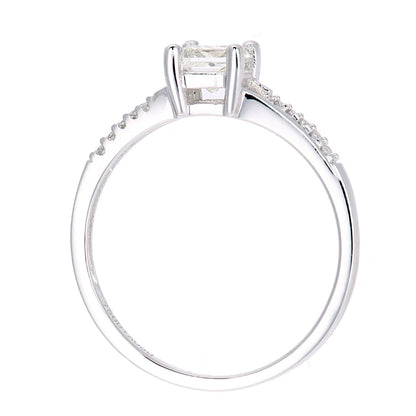18ct White Gold  Princess Diamond Diamond Pave Solitaire Ring - PR1AXL2327W18