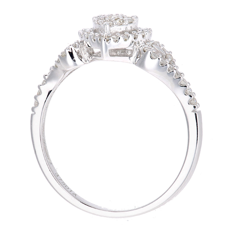 9ct White Gold  Round 1/4ct Diamond Heart Engagement Ring - PR1AXL2341W
