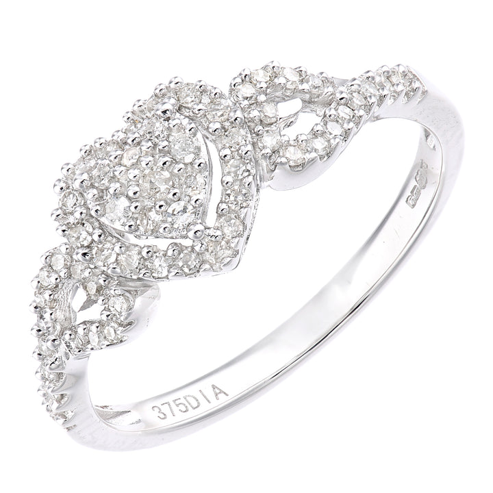 9ct White Gold  Round 1/4ct Diamond Heart Engagement Ring - PR1AXL2341W