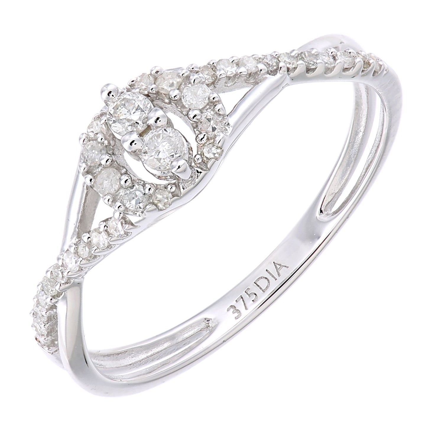 9ct White Gold  Round 21pts Diamond Halo Engagement Ring - PR1AXL2343W