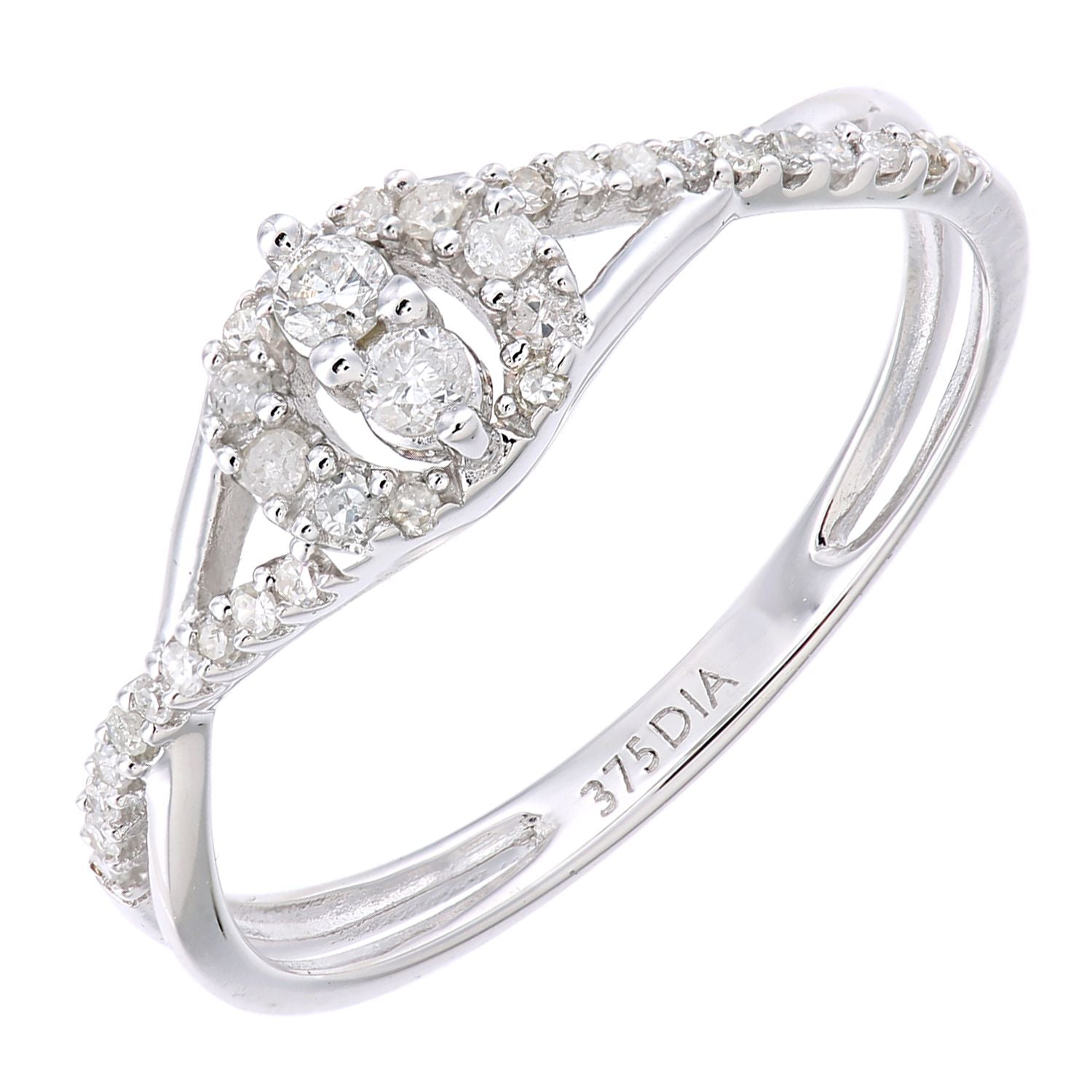 9ct White Gold  Round 21pts Diamond Halo Engagement Ring - PR1AXL2343W