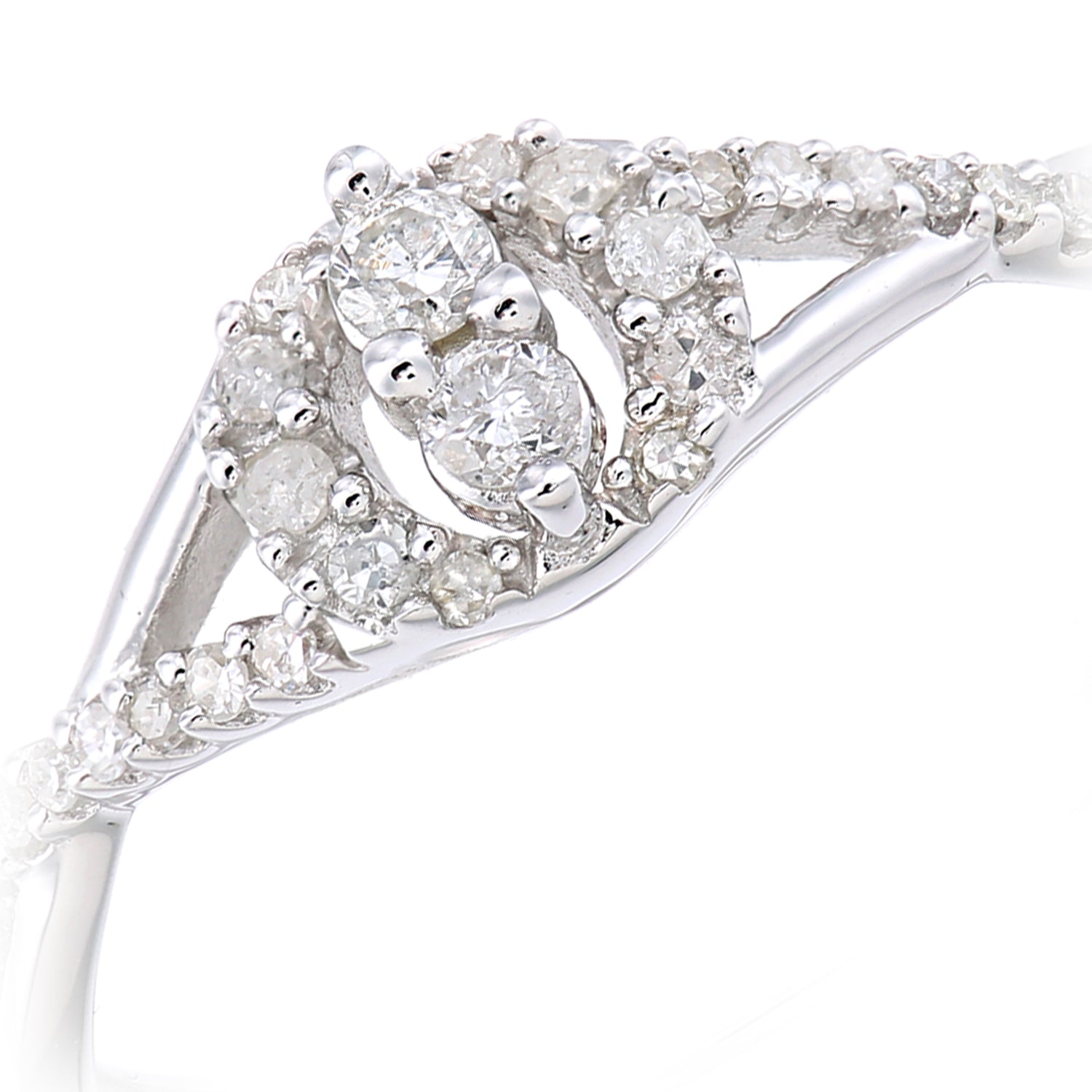 9ct White Gold  Round 21pts Diamond Halo Engagement Ring - PR1AXL2343W