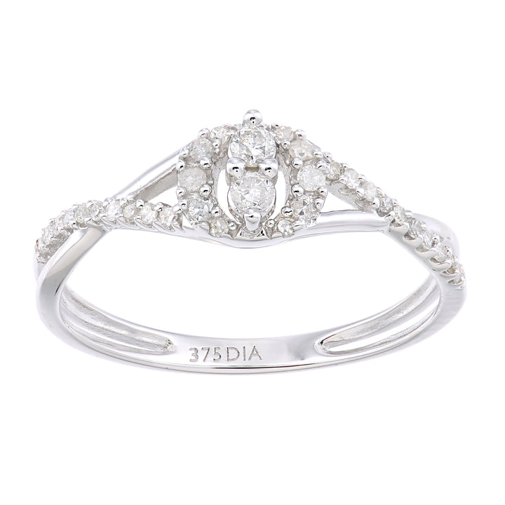 9ct White Gold  Round 21pts Diamond Halo Engagement Ring - PR1AXL2343W