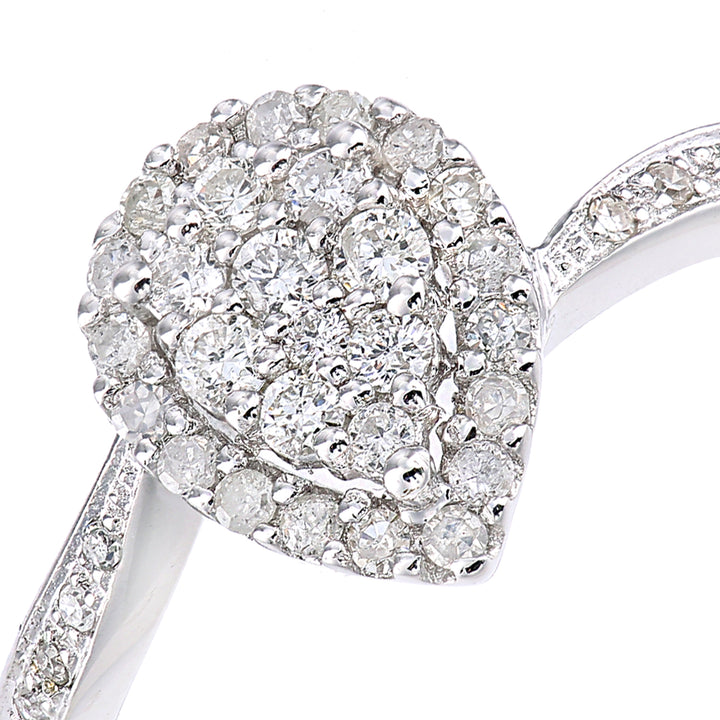 9ct White Gold  Round 0.38ct Diamond Teardrop Engagement Ring - PR1AXL2344W