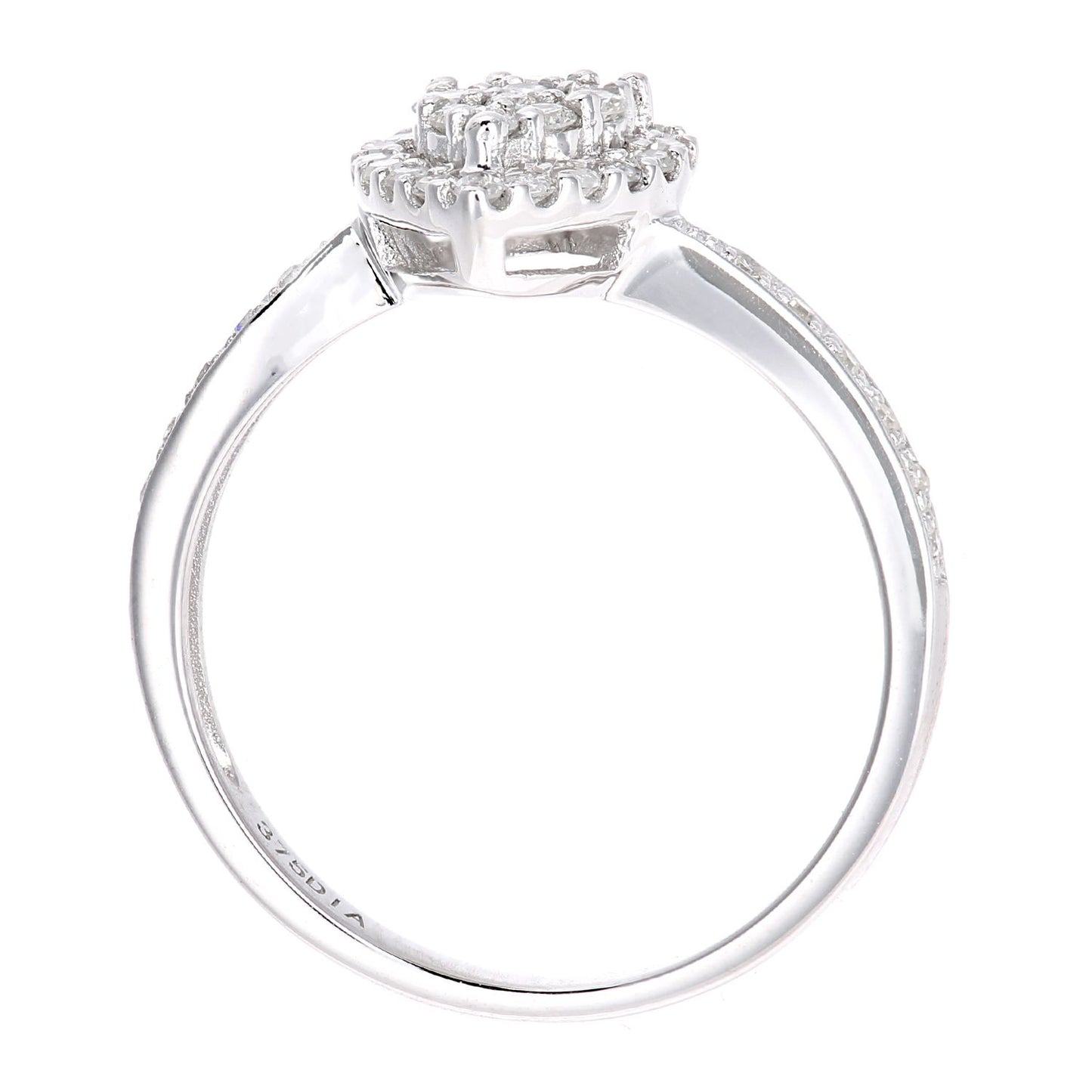 9ct White Gold  Round 0.38ct Diamond Teardrop Engagement Ring - PR1AXL2344W