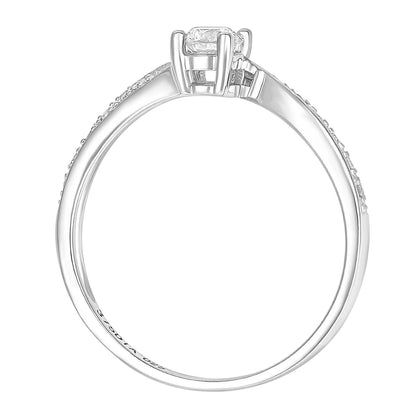 9ct White Gold  20pts Diamond 5pts Ribbon Tail Pave Solitaire Ring - PR1AXL2351W