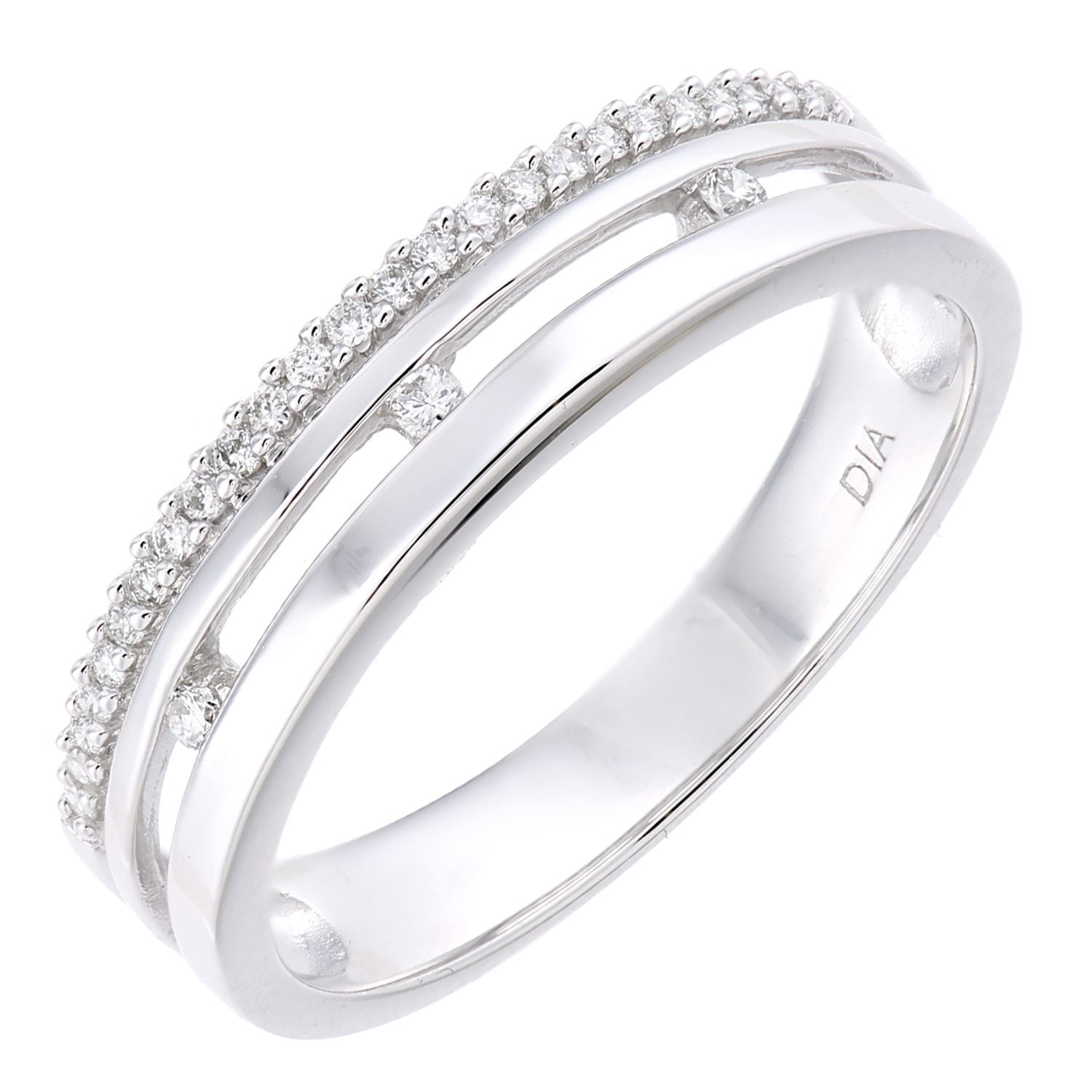 18ct White Gold  Diamond Split Channel Crown Style Eternity Ring - PR1AXL2365W18