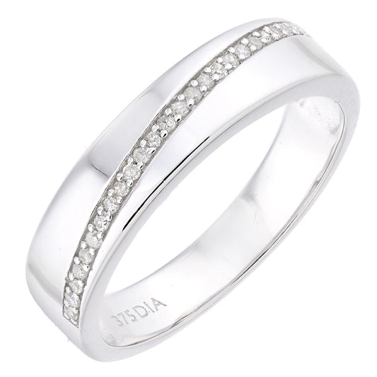 9ct White Gold  Diamond Diagonal Pave Panel Eternity Ring 3.5mm - PR1AXL2369W