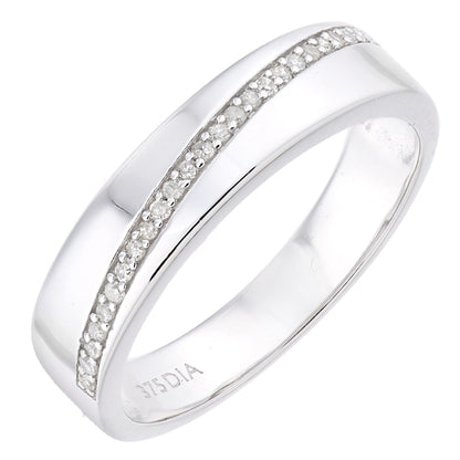 9ct White Gold  Diamond Diagonal Pave Panel Eternity Ring 3.5mm - PR1AXL2369W
