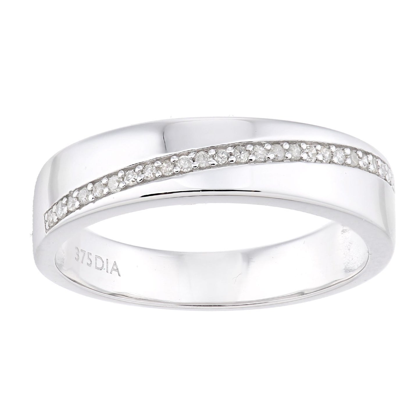 9ct White Gold  Diamond Diagonal Pave Panel Eternity Ring 3.5mm - PR1AXL2369W