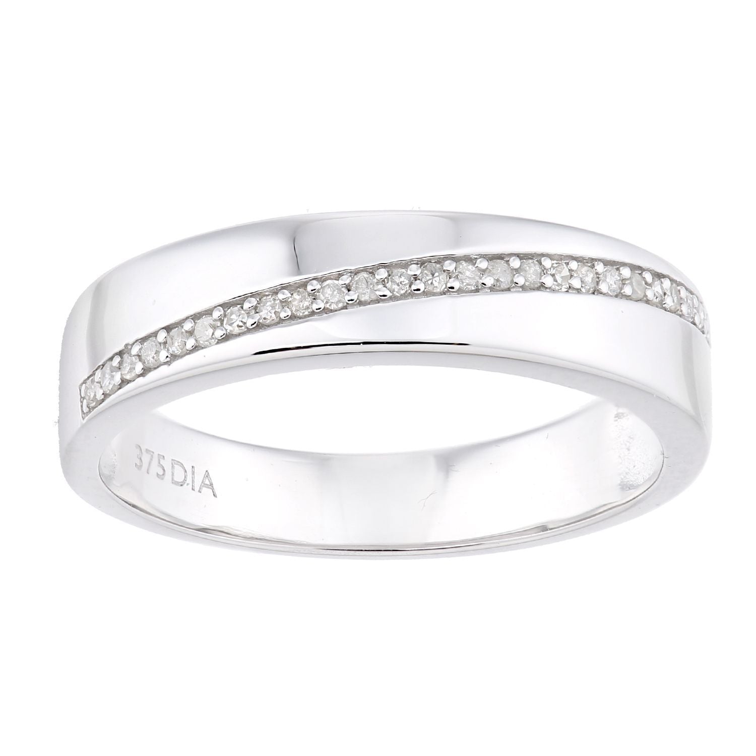 9ct White Gold  Diamond Diagonal Pave Panel Eternity Ring 3.5mm - PR1AXL2369W