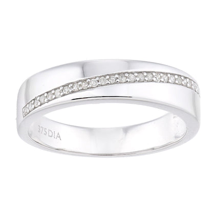 9ct White Gold  Diamond Diagonal Pave Panel Eternity Ring 3.5mm - PR1AXL2369W