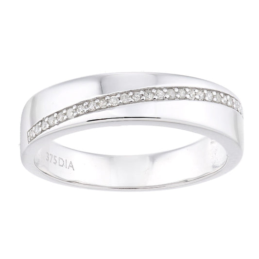 9ct White Gold  Diamond Diagonal Pave Panel Eternity Ring 3.5mm - PR1AXL2369W