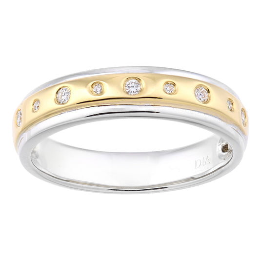 9ct 2-Colour Gold  Lil n Large 9 stone Diamond Bubble Wedding Ring - PR1AXL2375YW