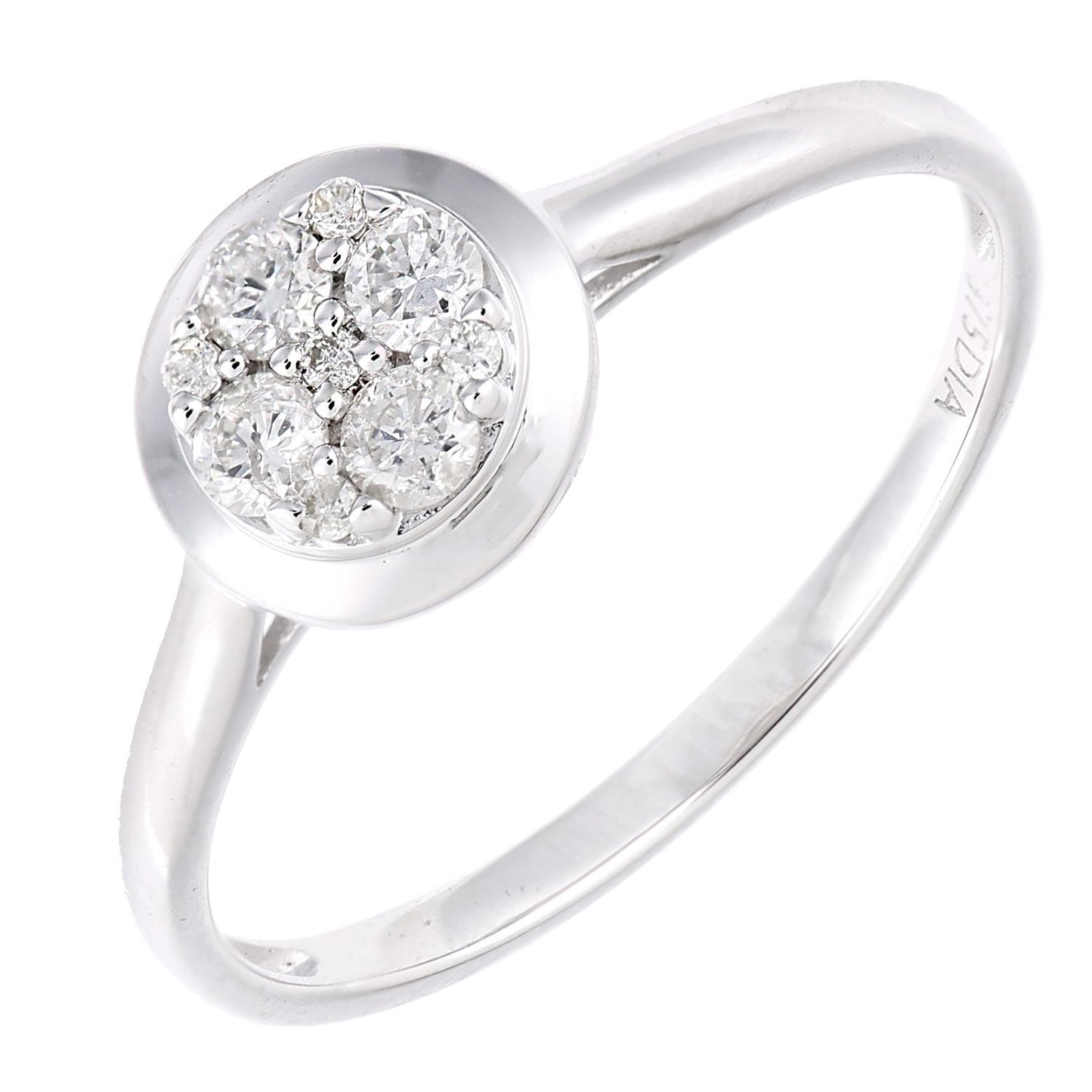 9ct White Gold  Round 23pts Diamond Halo Engagement Ring - PR1AXL2391W