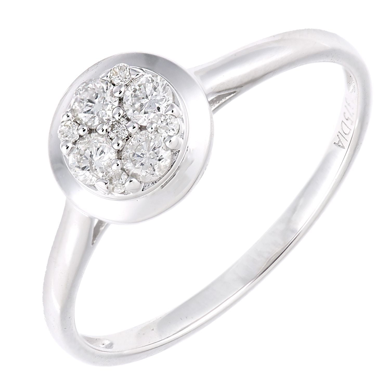 9ct White Gold  Round 23pts Diamond Halo Engagement Ring - PR1AXL2391W