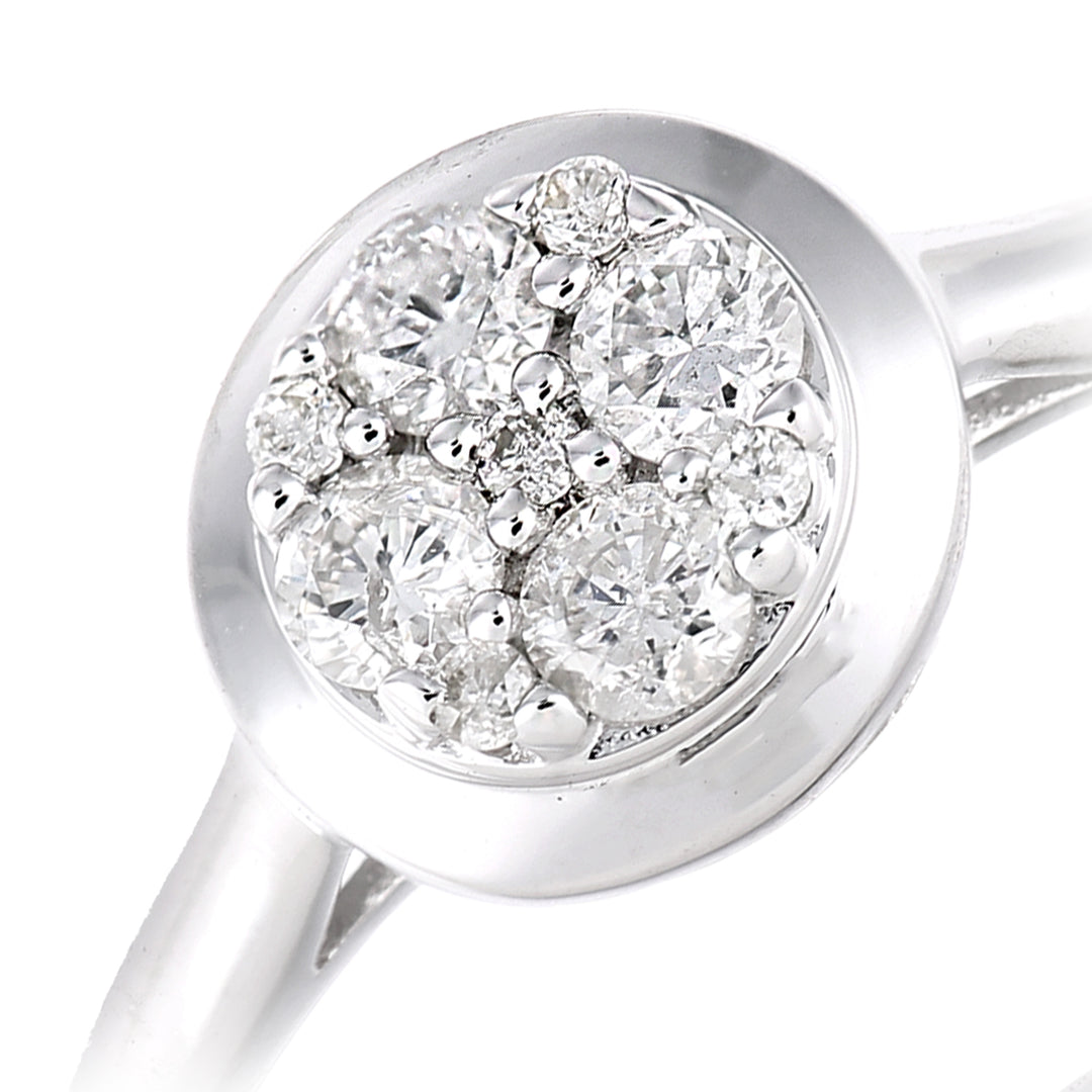 9ct White Gold  Round 23pts Diamond Halo Engagement Ring - PR1AXL2391W