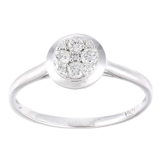 9ct White Gold  Round 23pts Diamond Halo Engagement Ring - PR1AXL2391W