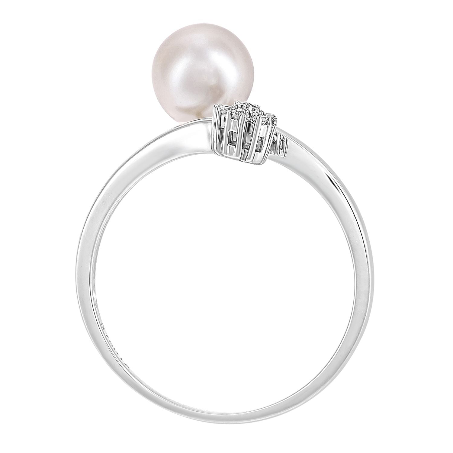 9ct White Gold  Diamond Pearl 7mm Cluster Full Moon Dress Ring - PR1AXL2588WPRL