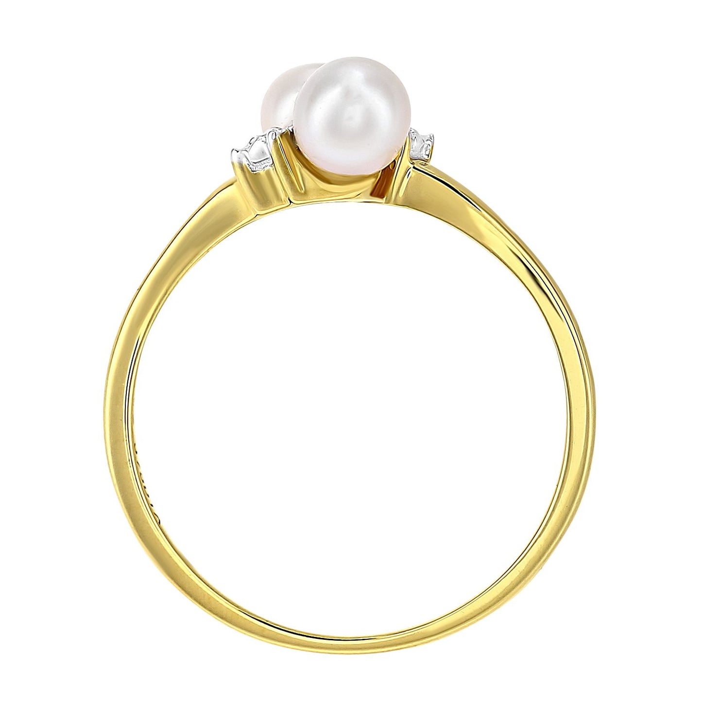 9ct Gold  1pts Diamond Pearl 4mm Cluster Full Moon Dress Ring - PR1AXL2591YPRL